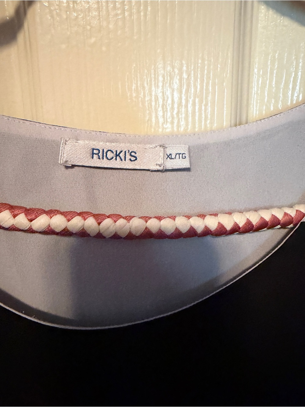 RICKI'S Braided Trim Shell Top in Black & Light Blue